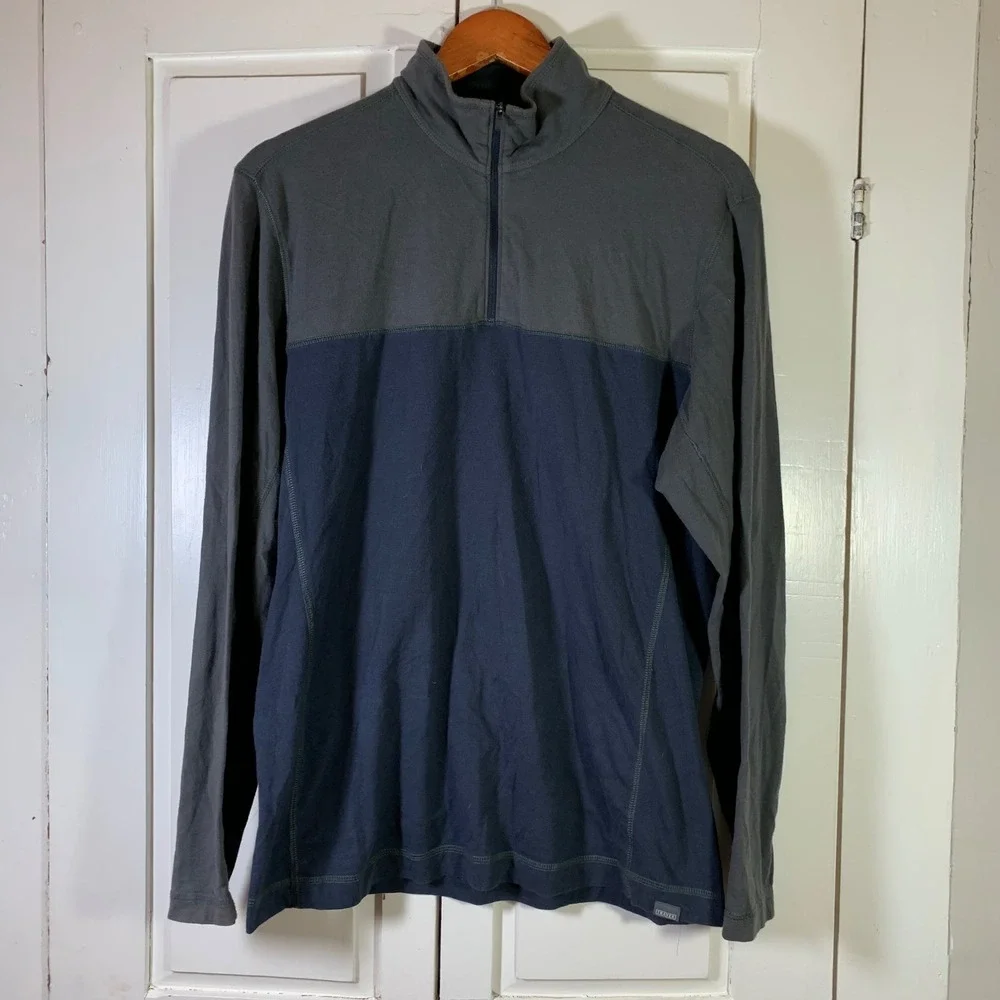 Eddie Bauer Travex Mens Medium Gray Blue 1/4 Zip Pullover Gorpcore Outdoorsy